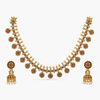 Arpana Antique Gold Plated Short Necklace & Jhumka Earring Indian Jewelry Set