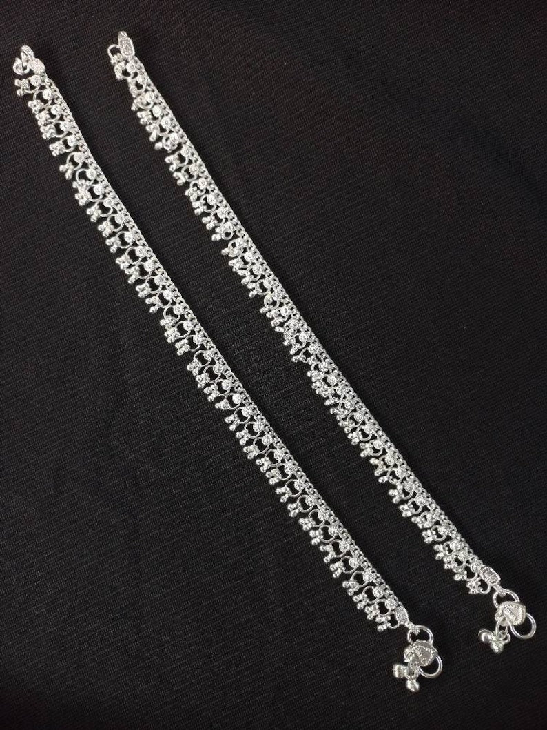 Indian Traditional Ethnic Anklet, Vintage Women Silver Anklet