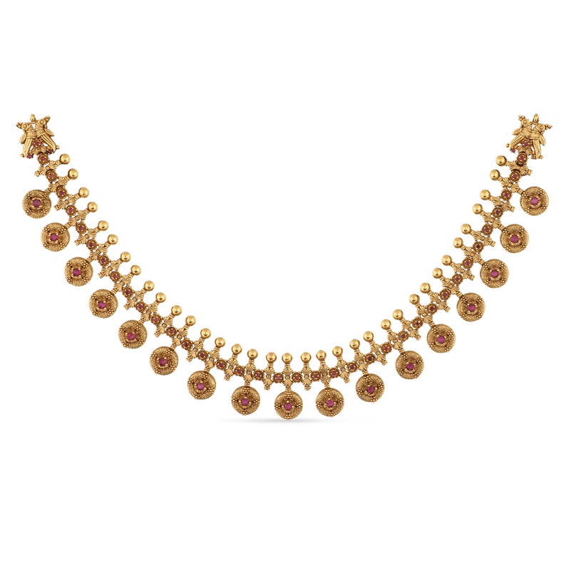 Arpana Antique Gold Plated Short Necklace & Jhumka Earring Indian Jewelry Set