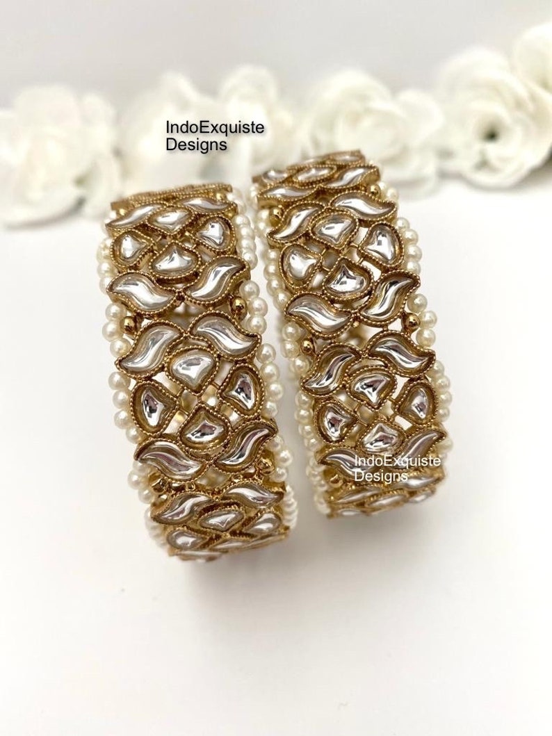 Buy Bollywood Style Kundan Wide Kade_ Bracelet single Pc_antique Gold Kade_