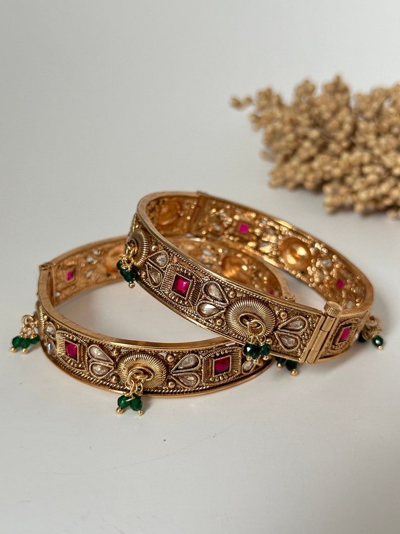 Buy Antique Gold Finish Temple Jewelry Bracelet Kada Indian Bracelet Jewelry