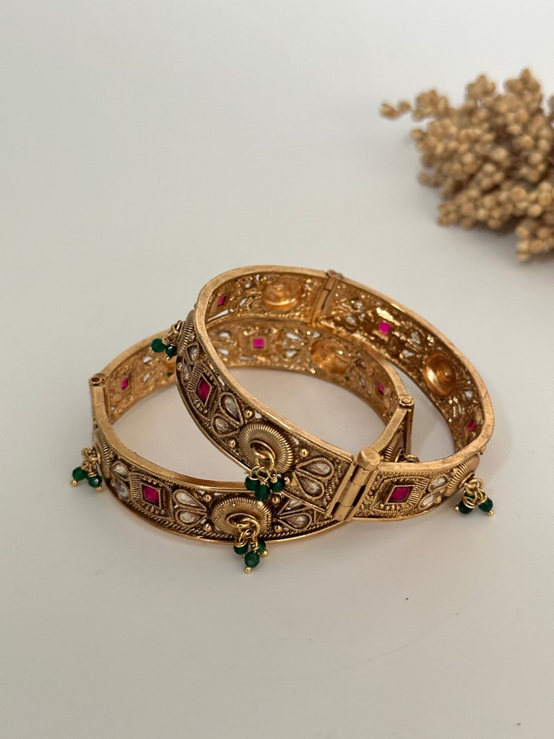Buy Antique Gold Finish Temple Jewelry Bracelet Kada Indian Bracelet Jewelry
