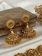 Gold Tone Imitation Choker Earrings Set _indian Jewelry_antique Gold Jewellery_punjabi Jewelry