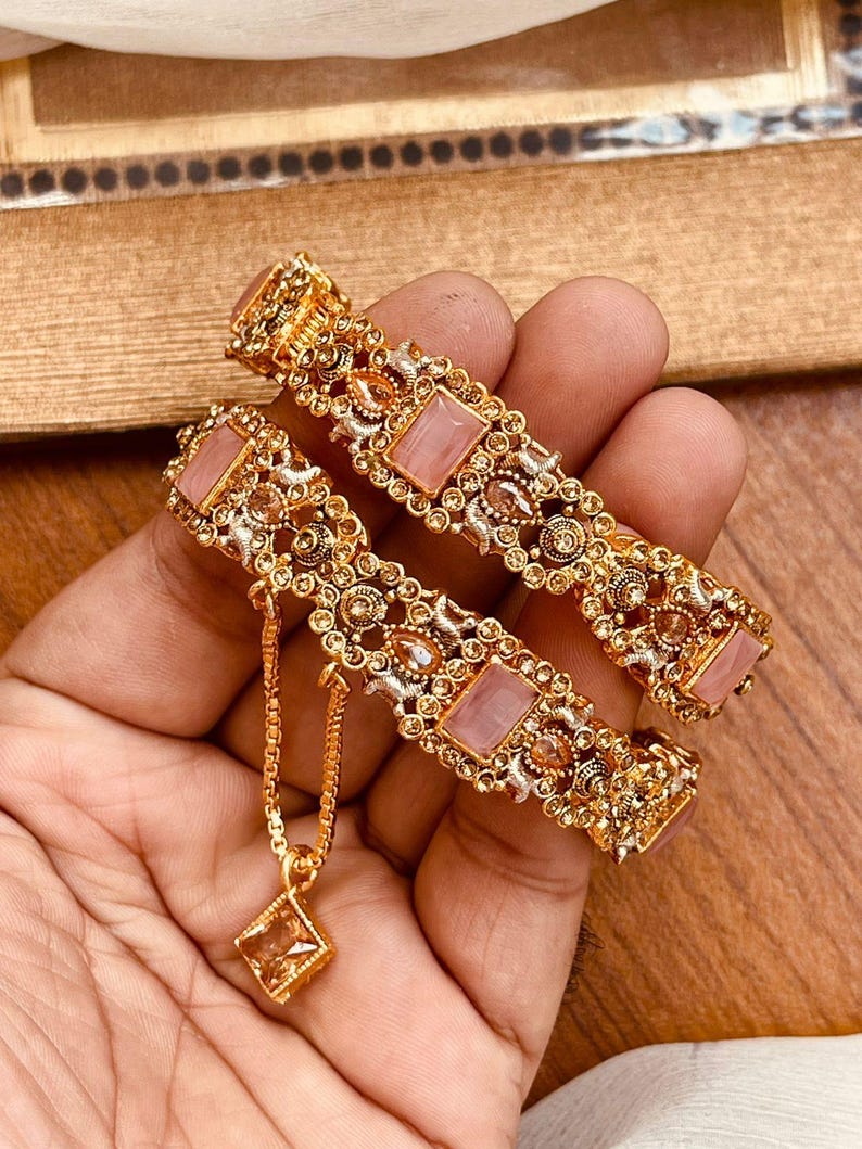 Buy Pakistani Bridal Bangles_indian Bangles_gemstones Bangles_openable Bangles_ Bradal Kada_engagement Jewelry