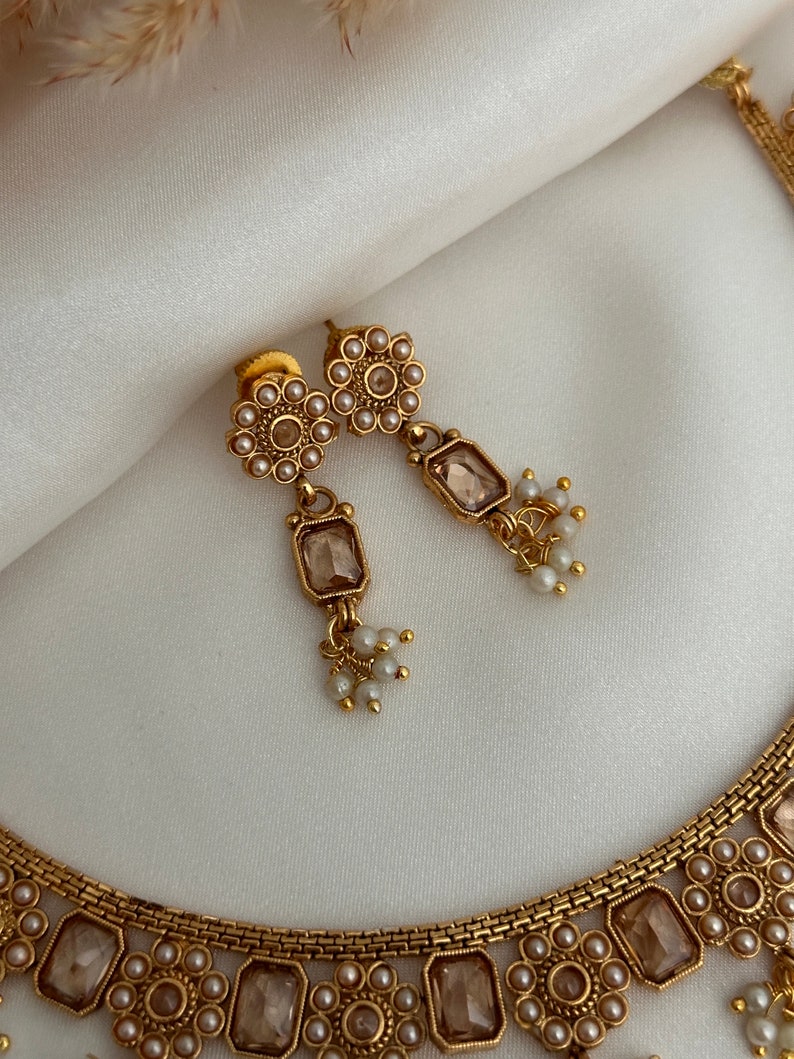 Antique Gold Necklace Kundan Polki Set Kundan Necklace Set