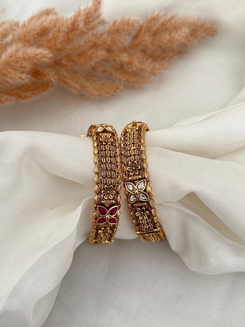 Buy Antique Gold Matte Finish Temple Laxami Goddess Kada Indian Bracelet Jewelry