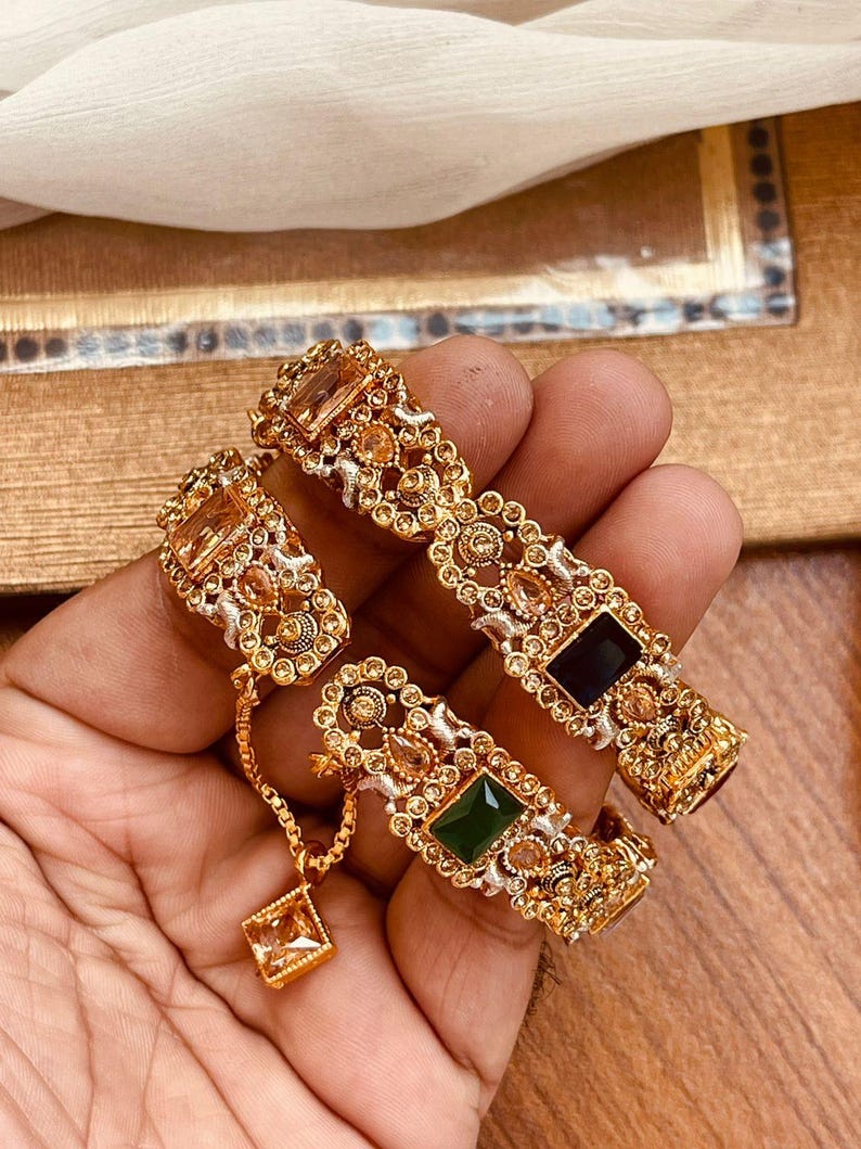 Buy Pakistani Bridal Bangles_indian Bangles_gemstones Bangles_openable Bangles_ Bradal Kada_engagement Jewelry