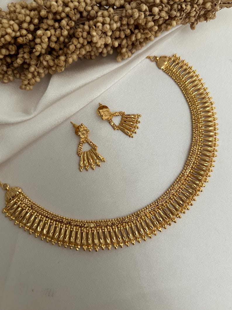 Gold Imitation Necklace Set Earrings Real Gold Look Alike Gold Finish Necklace Set