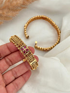 Buy Antique Gold Matte Finish Temple Laxami Goddess Kada Indian Bracelet Jewelry