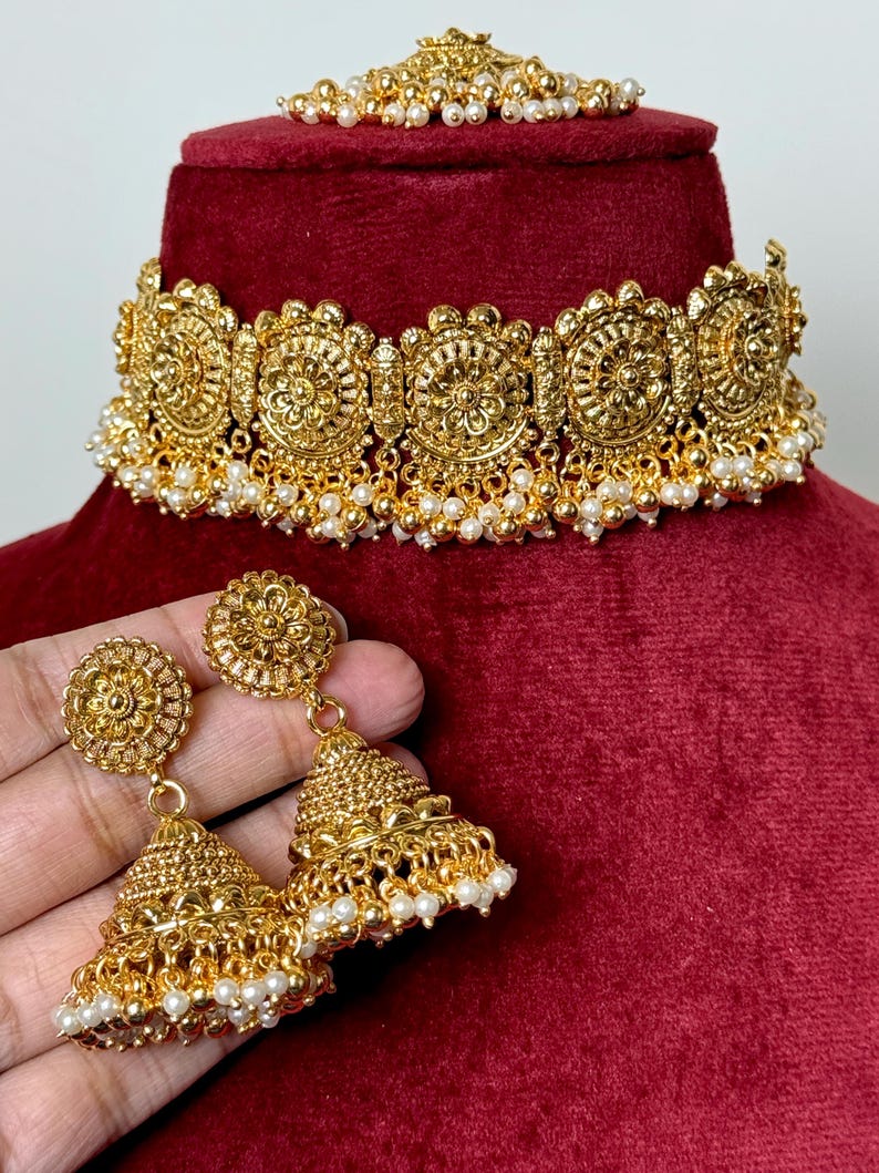 Gold Choker Antique Indian Jewellery Gold Punjabi Jewellery