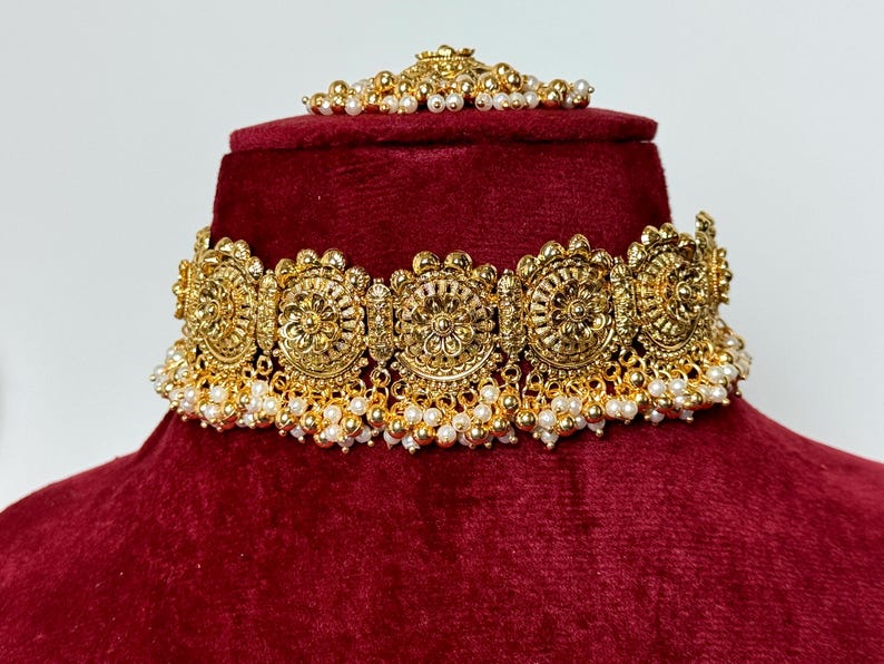 Gold Choker Antique Indian Jewellery Gold Punjabi Jewellery