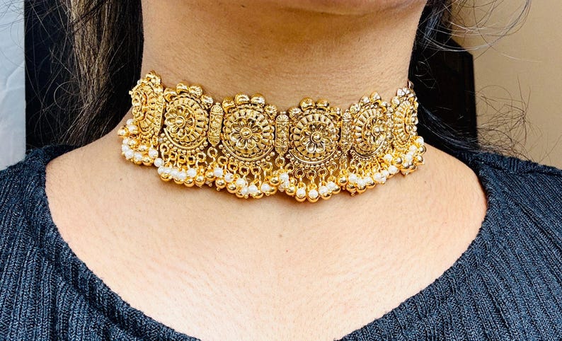 Gold Choker Antique Indian Jewellery Gold Punjabi Jewellery