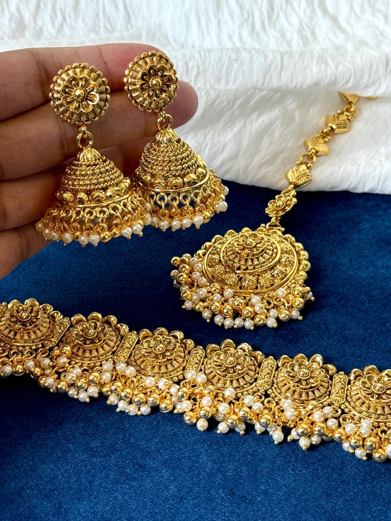 Gold Choker Antique Indian Jewellery Gold Punjabi Jewellery
