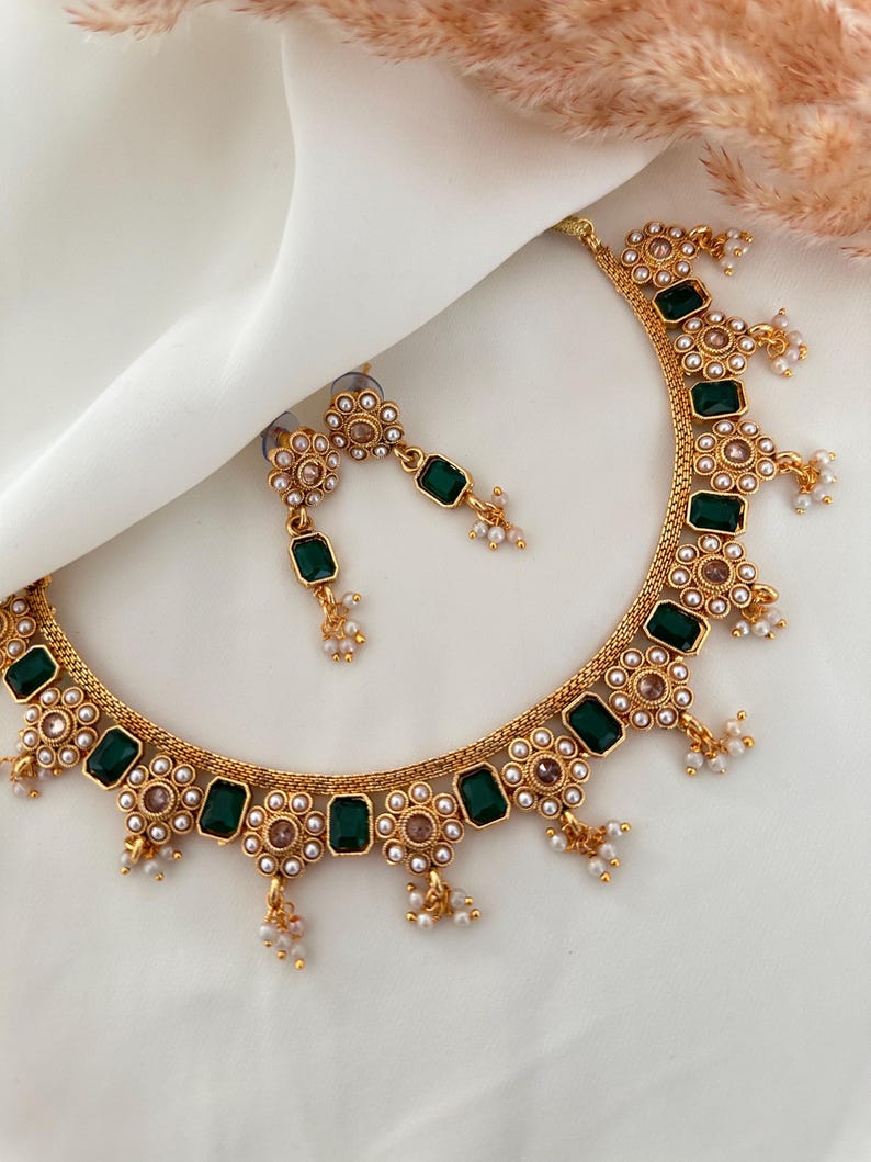 Antique Gold Necklace Kundan Polki Set Kundan Necklace Set
