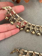 Gg Pretty Imitation Rhinestones Beads JhanjarPayal Bell Ghungru Anklets