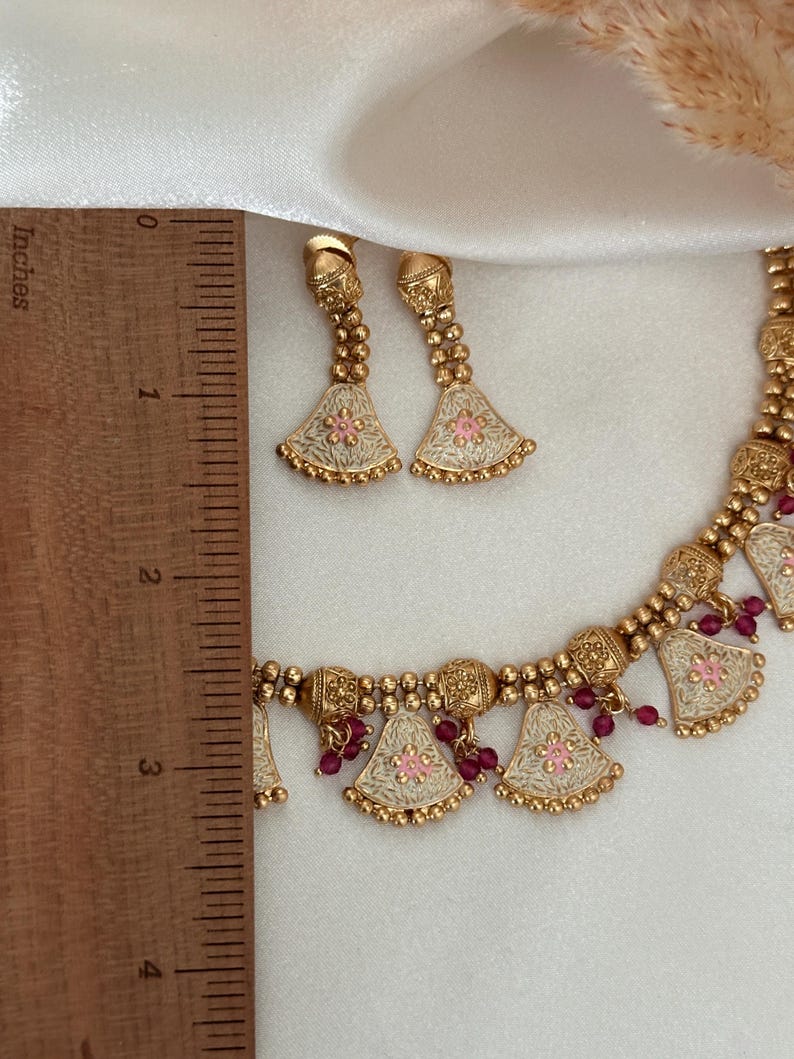 Gold Imitation Pearl Necklace Kundan Polki Set South Indian Wedding