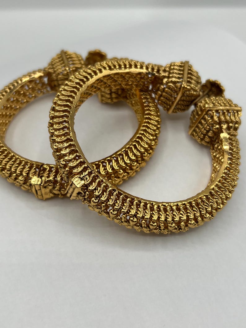 Buy Brass Bangle Pair Screw-in Temple Jewellery Kada Traditional Indian Gold-plated Bangles