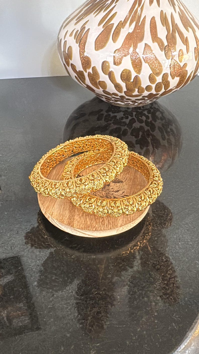 Buy Gold Bangles_indian Bangles_ Kundan Kada_openable Bangles_temple Jewelry_
