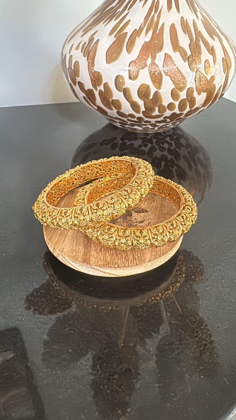 Buy Gold Bangles_indian Bangles_ Kundan Kada_openable Bangles_temple Jewelry_