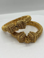Buy Brass Bangle Pair Screw-in Temple Jewellery Kada Traditional Indian Gold-plated Bangles