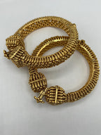 Buy Brass Bangle Pair Screw-in Temple Jewellery Kada Traditional Indian Gold-plated Bangles