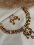 Gold Matte Imitation Pearl Necklace Set Earrings Indian Wedding Necklace Punjabi