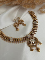 Gold Matte Imitation Pearl Necklace Set Earrings Indian Wedding Necklace Punjabi