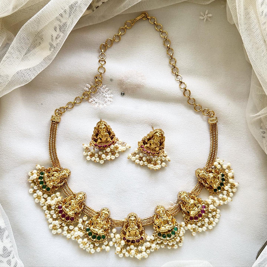 Lakshmi Glory Pendants gutta mesh short set