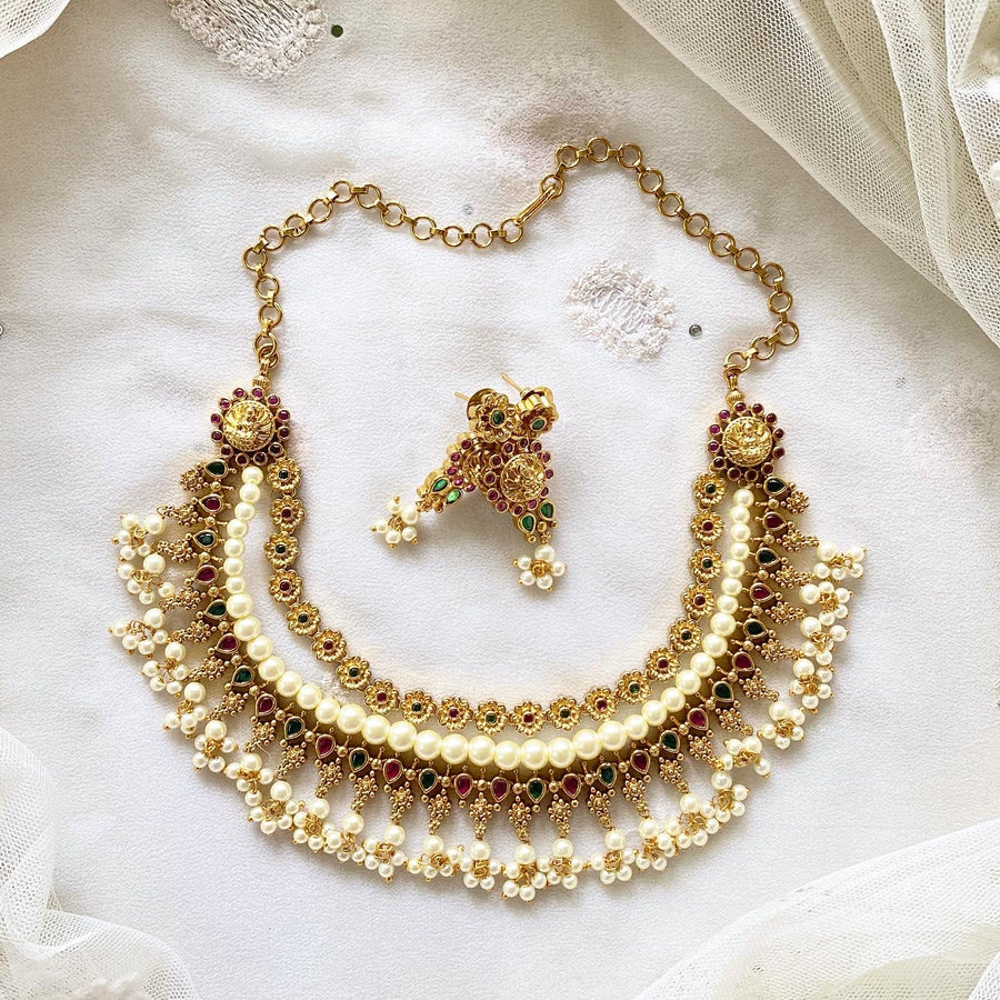 Antique matte Pearl layered short set