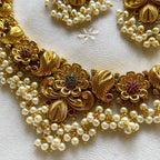 Antique matte CZ floral Paisley short set