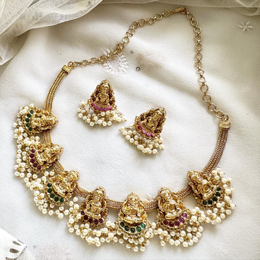 Lakshmi Glory Pendants gutta mesh short set