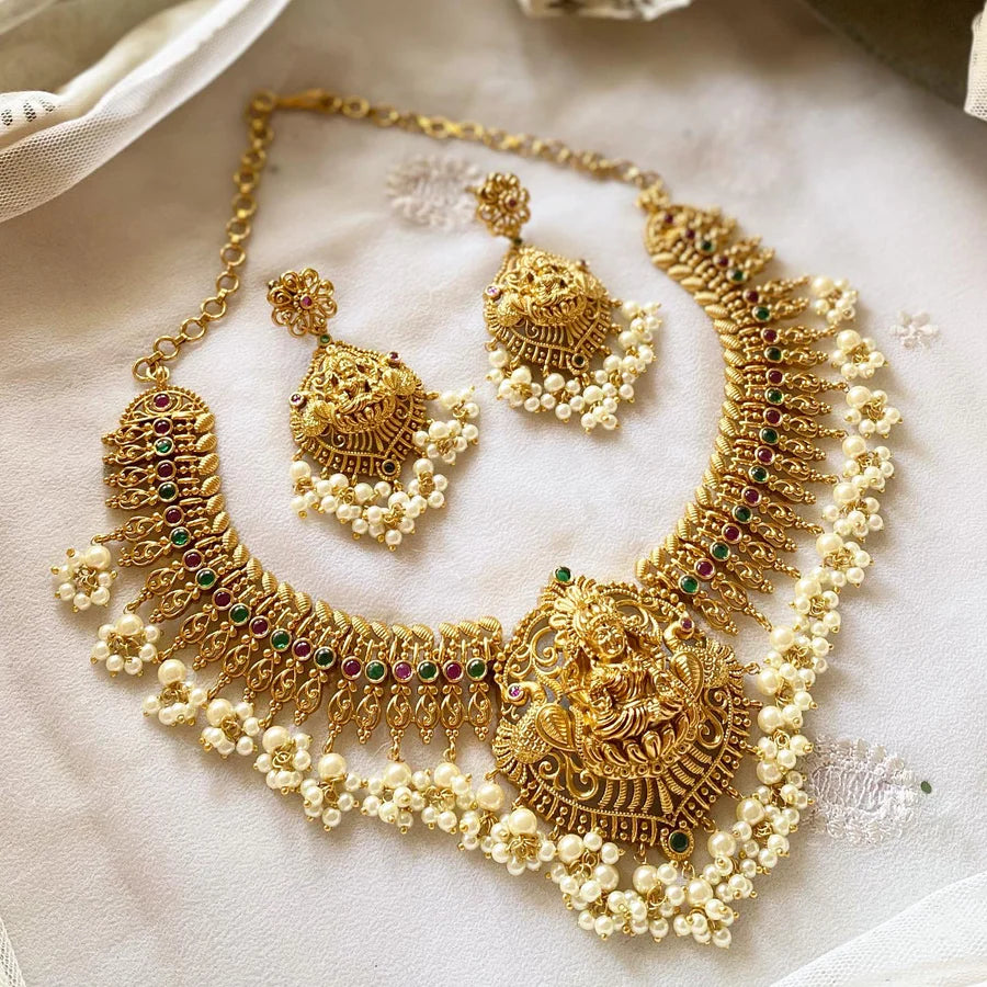 Antique matte Lakshmi Filigree short set