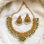 Floral green guttapusalu short set