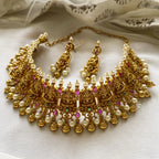 Matte Lakshmi temple pearl spike short set