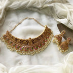 Antique matte Peacock kemp bridal choker set