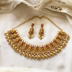 Matte Lakshmi temple pearl spike short set