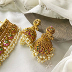 Antique matte Peacock kemp bridal choker set