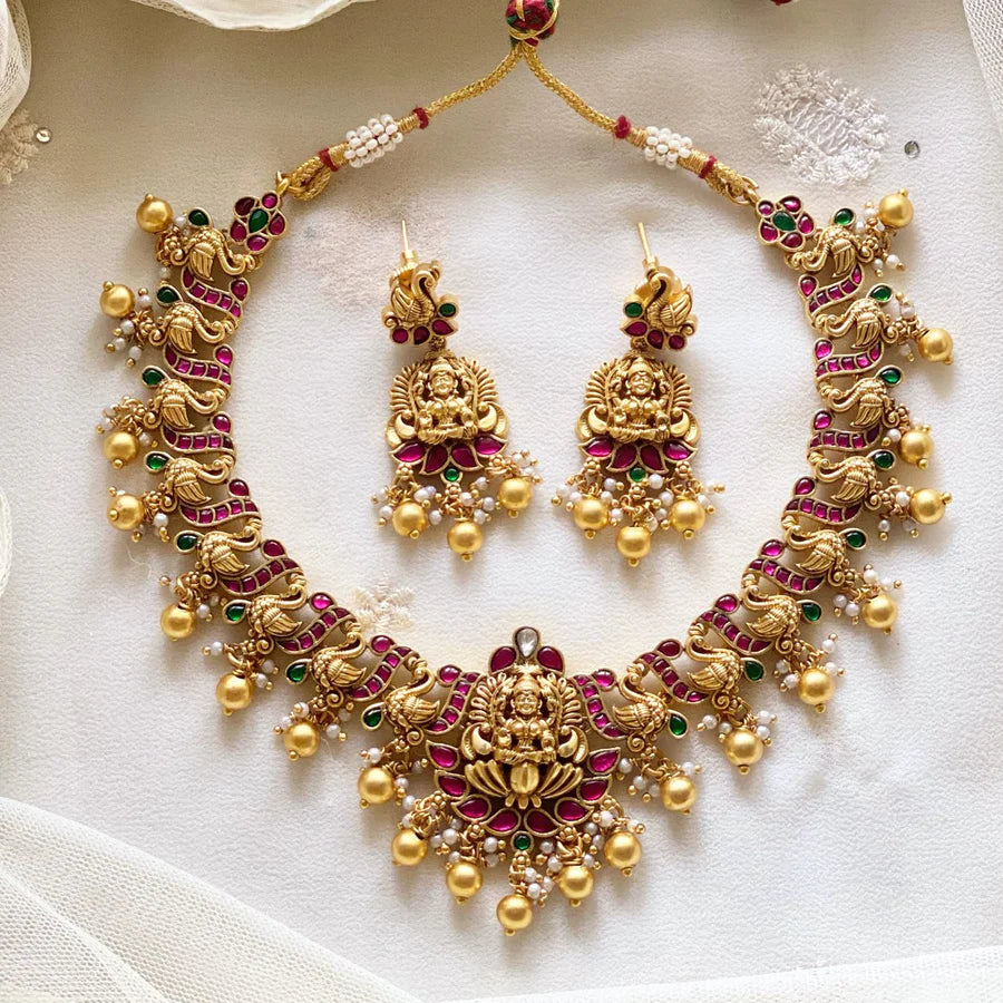 kundan jadau lakshmi peacock short set