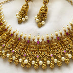 Matte Lakshmi temple pearl spike short set