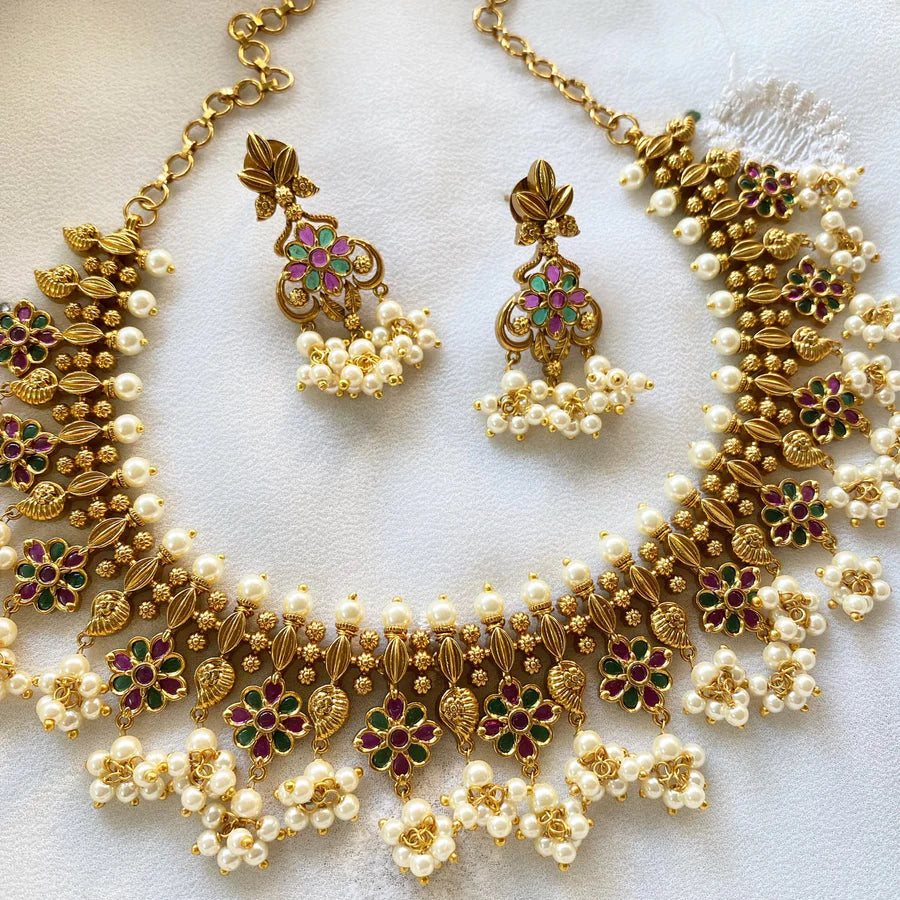 Kemp floral leaf paisley short set golden