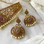Antique matte bridal florar chokar set