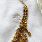 Antique matte Lakshmi peacock lotus short haaram set