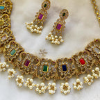 Navratna Antique matte peacock gutta short set