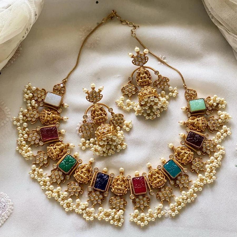 NAVRATNA laxmi camp white gutta short set