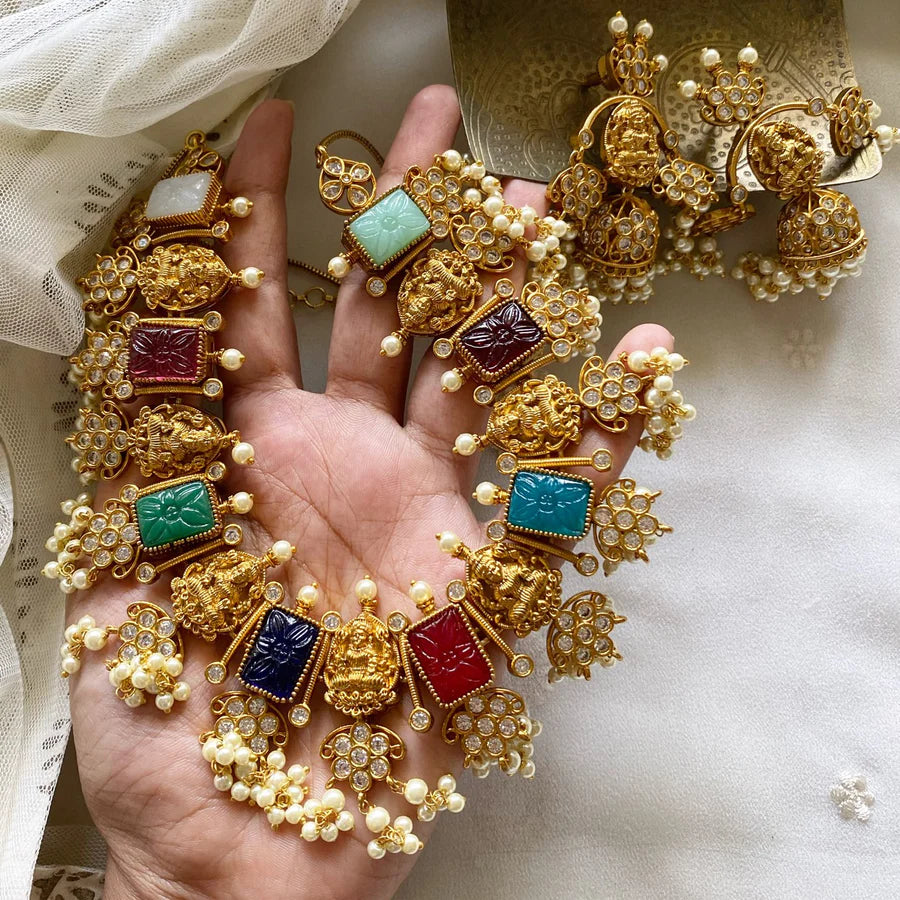 NAVRATNA laxmi camp white gutta short set