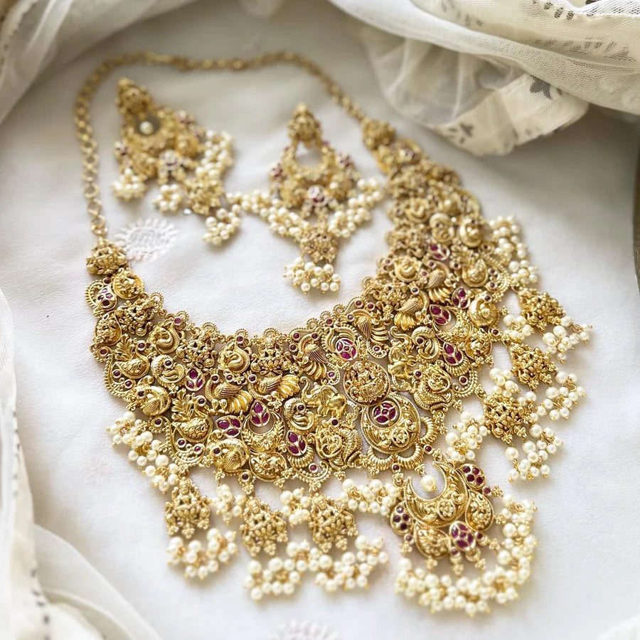 Bridal full neck Lakshmi Peacock short set