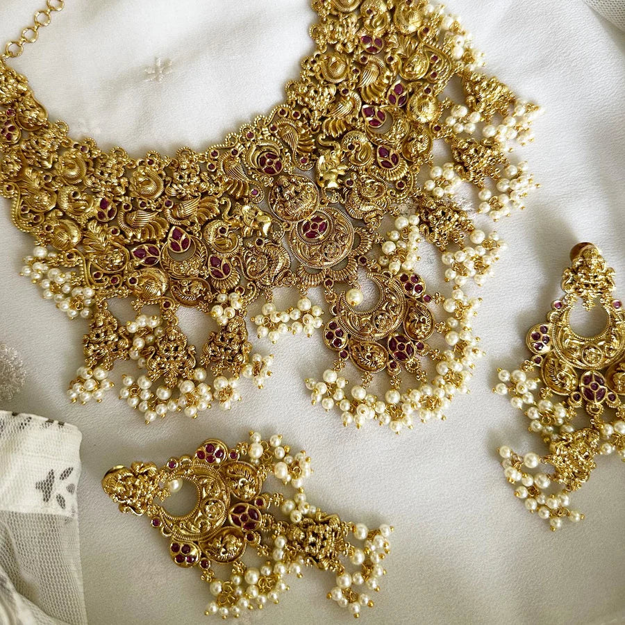 Bridal full neck Lakshmi Peacock short set