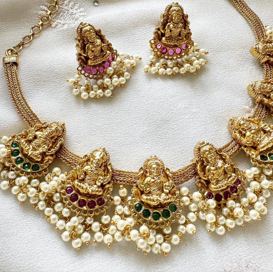 Lakshmi Glory Pendants gutta mesh short set