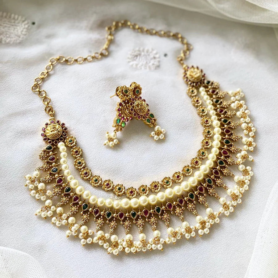 Antique matte Pearl layered short set