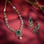 Kundan Necklace  green and ruby stones